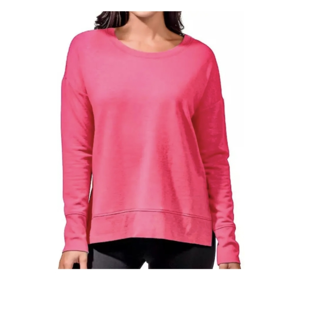 Nwt Active Life Scoop Neck Pink Heather Long Sleeve Sweatshirt
